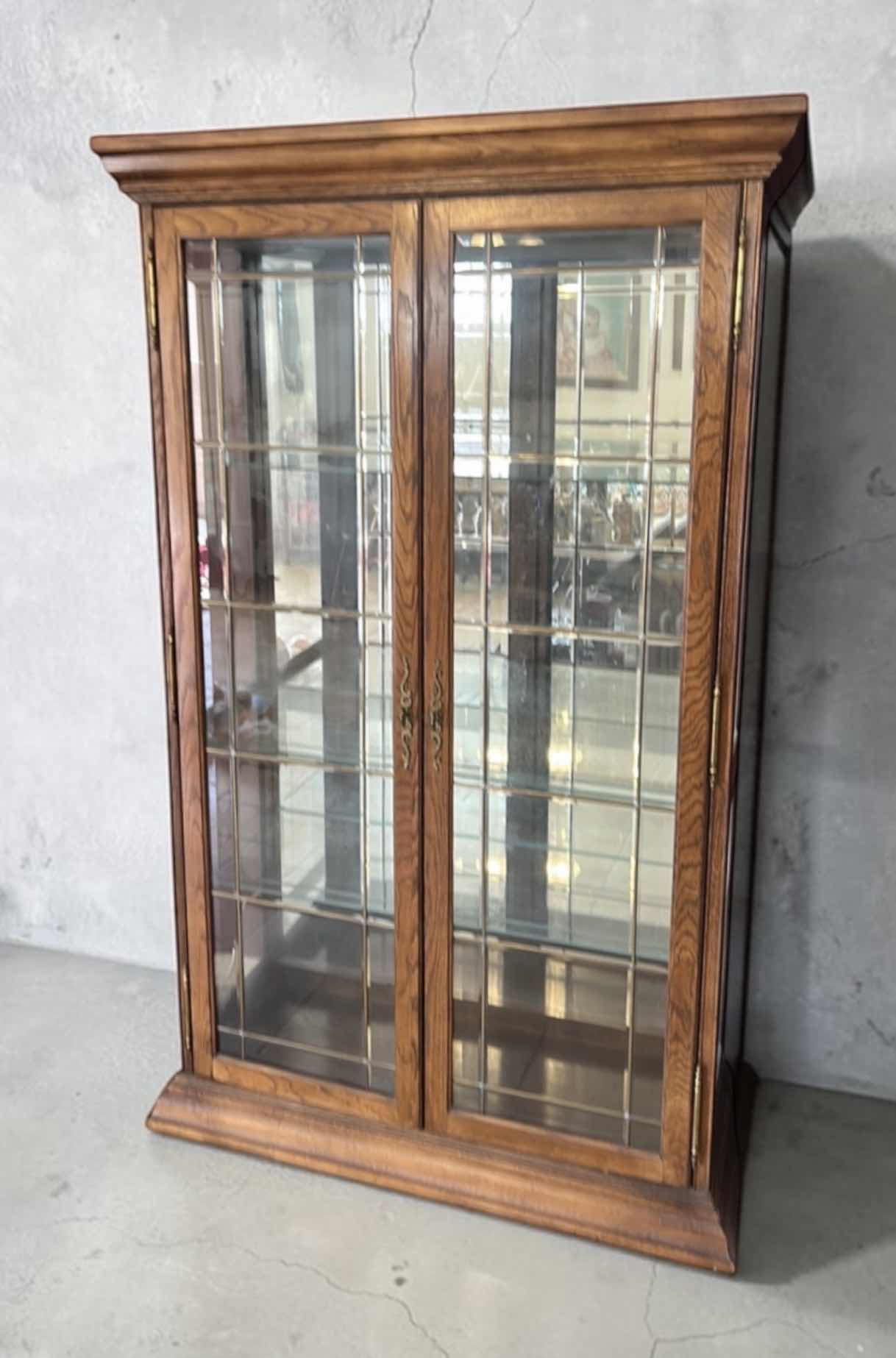 Photo 1 of TRADITIONAL WOODEN OAK CURIO DISPLAY CABINET W LIGHTS 4’ x 19” x H78.5”