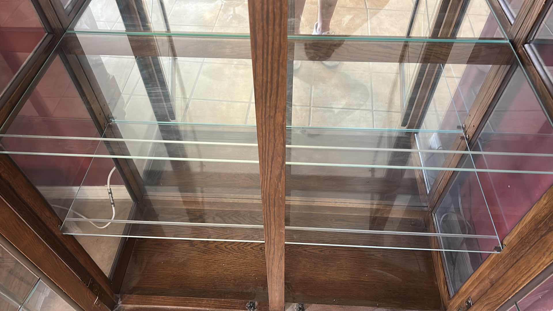 View 6 of TRADITIONAL WOODEN OAK CURIO DISPLAY CABINET W LIGHTS 4’ x 19” x H78.5”
