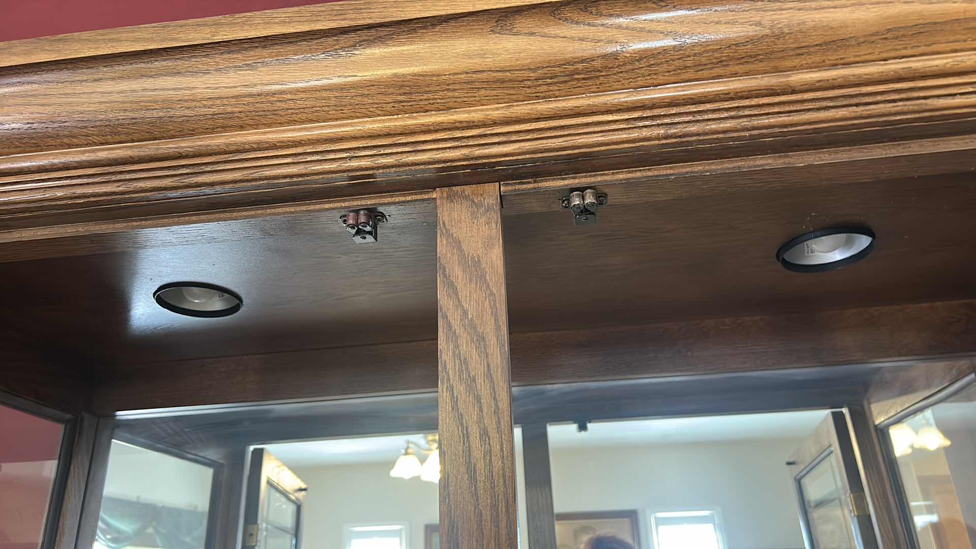 View 5 of TRADITIONAL WOODEN OAK CURIO DISPLAY CABINET W LIGHTS 4’ x 19” x H78.5”