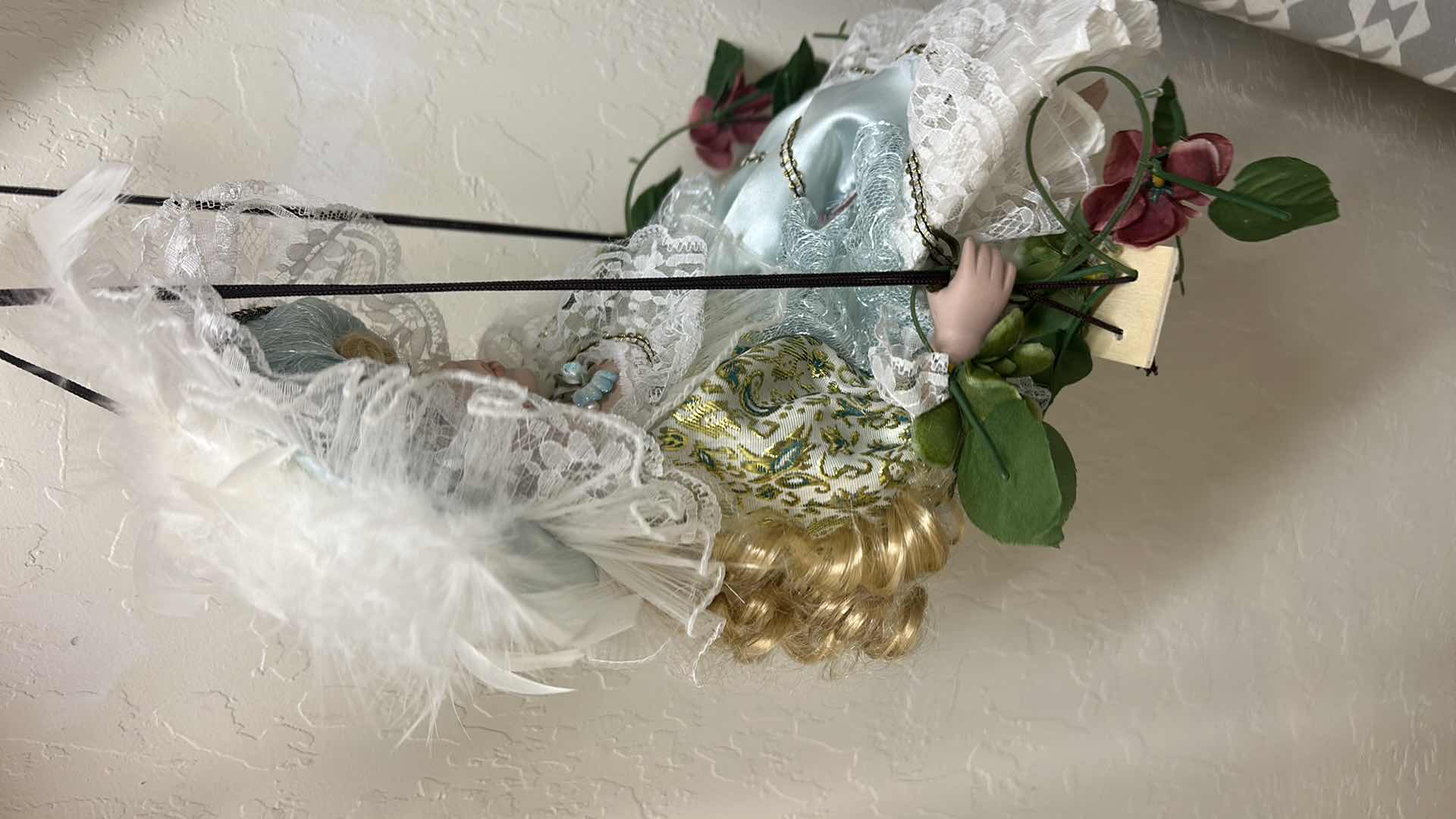 Photo 1 of VINTAGE VICTORIAN-STYLE PORCELAIN SWING DOLL H18” $45