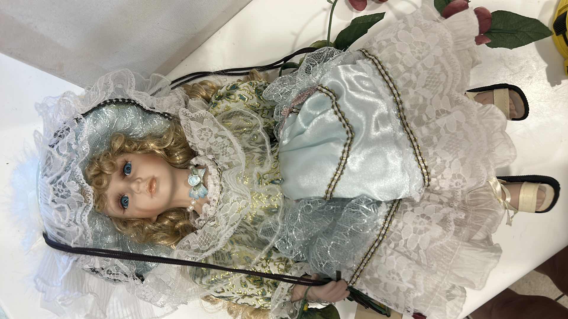 Photo 1 of VINTAGE VICTORIAN-STYLE PORCELAIN SWING DOLL H18” $45
