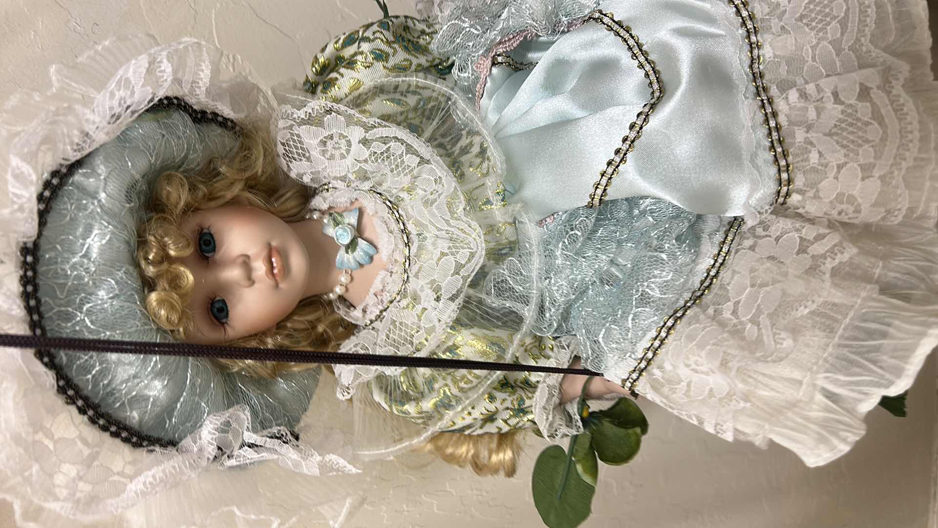 Photo 1 of VINTAGE VICTORIAN-STYLE PORCELAIN SWING DOLL H18” $45