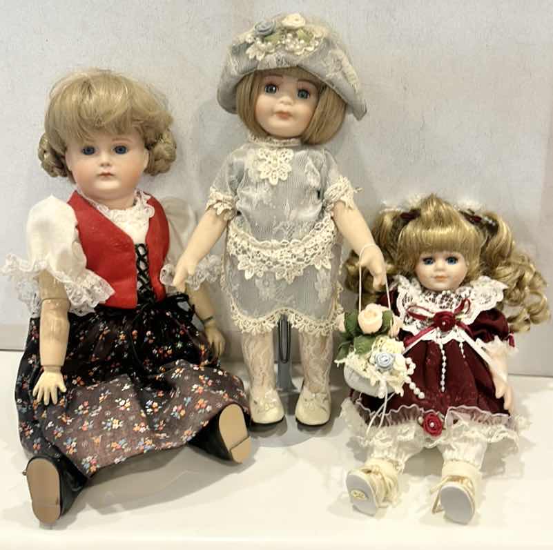 Photo 1 of ARTIST SIGNED GERMANIC/EUROPEAN FOLK STYLE DOLL $65 PLUS 2 ADDITIONAL COLLECTIBLE DOLLS $50