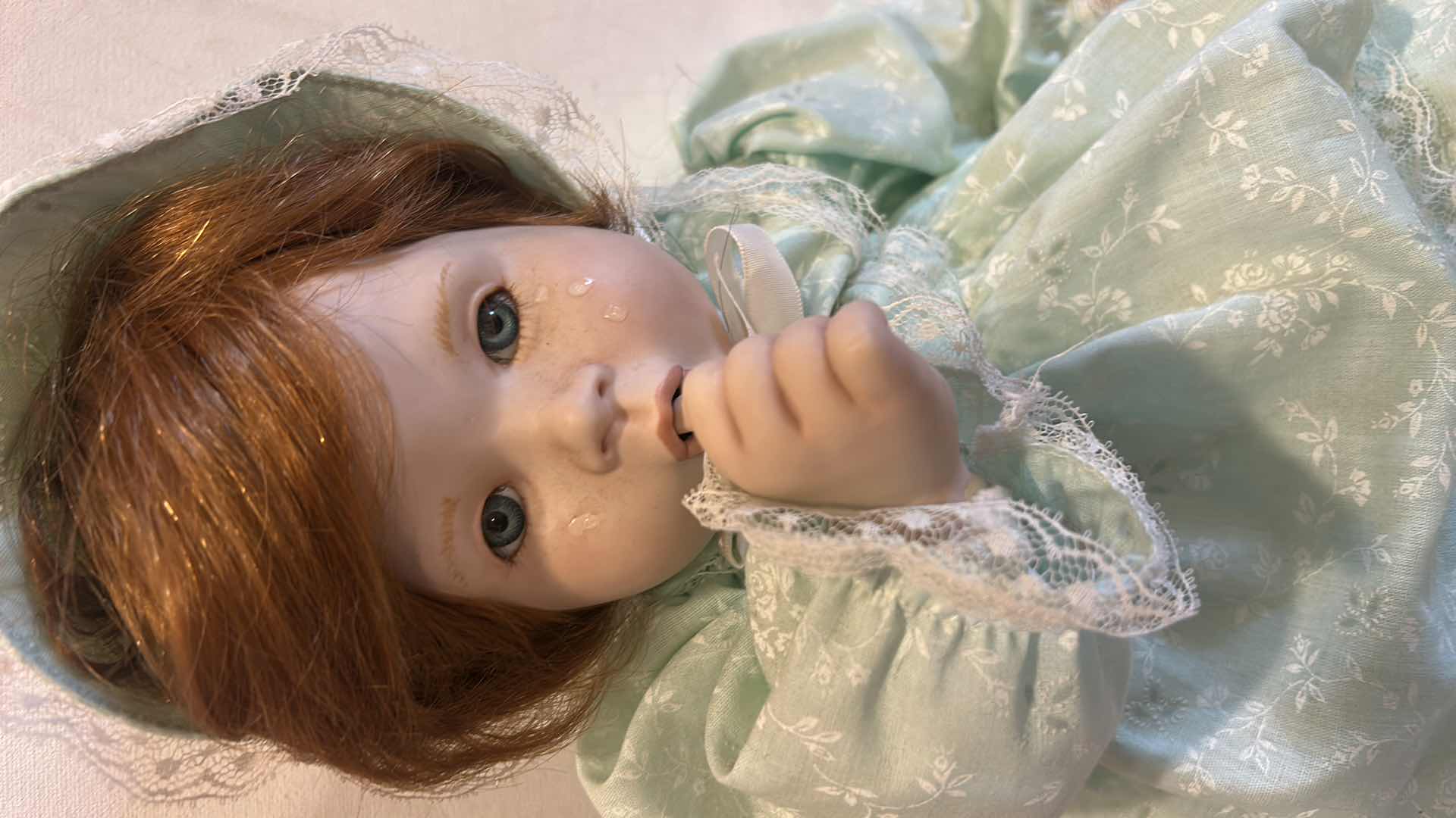 Photo 1 of VINTAGE THUMB SUCKING BABY W TEARS DOLL H13”