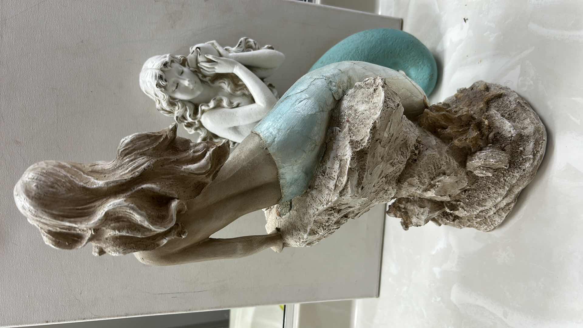 Photo 1 of TWO DECORATIVE MERMAID FIGURINES (TALLEST 18”)