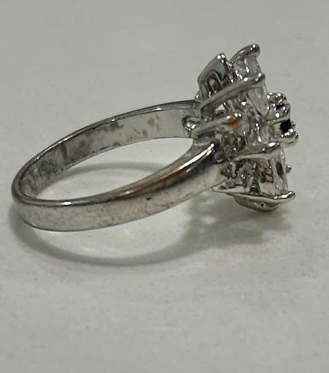 Photo 1 of FLORAL CLUSTER RING, 14 K WHITE GOLD ELECTROPLATE ESTIMATED SIZE 7