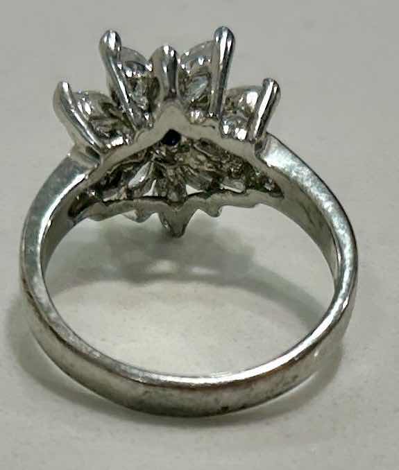Photo 1 of FLORAL CLUSTER RING, 14 K WHITE GOLD ELECTROPLATE ESTIMATED SIZE 7