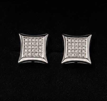 Photo 1 of 14K WHITE GOLD 0.60 CTW DIAMOND EARRINGS 3G (EST SIZE 6-7) #9