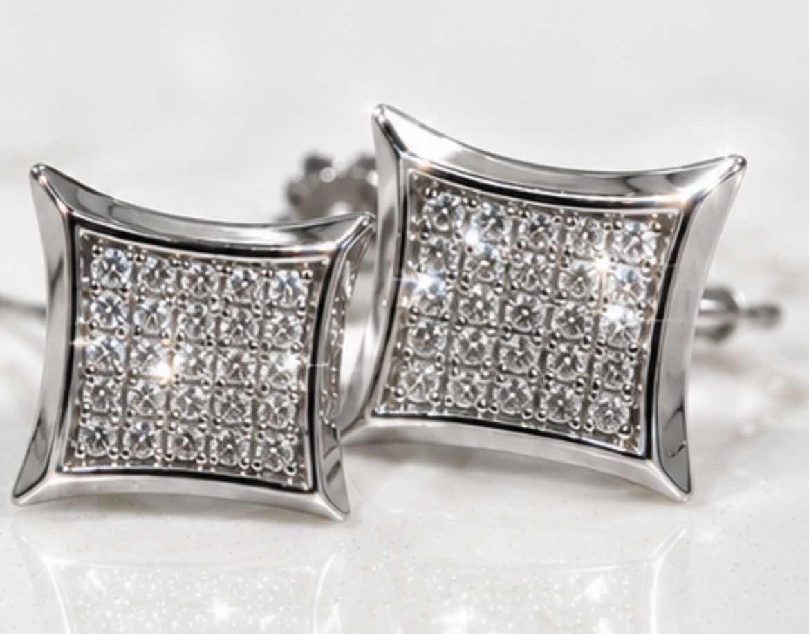 Photo 1 of 14K WHITE GOLD 0.60 CTW DIAMOND EARRINGS 3G (EST SIZE 6-7) #9