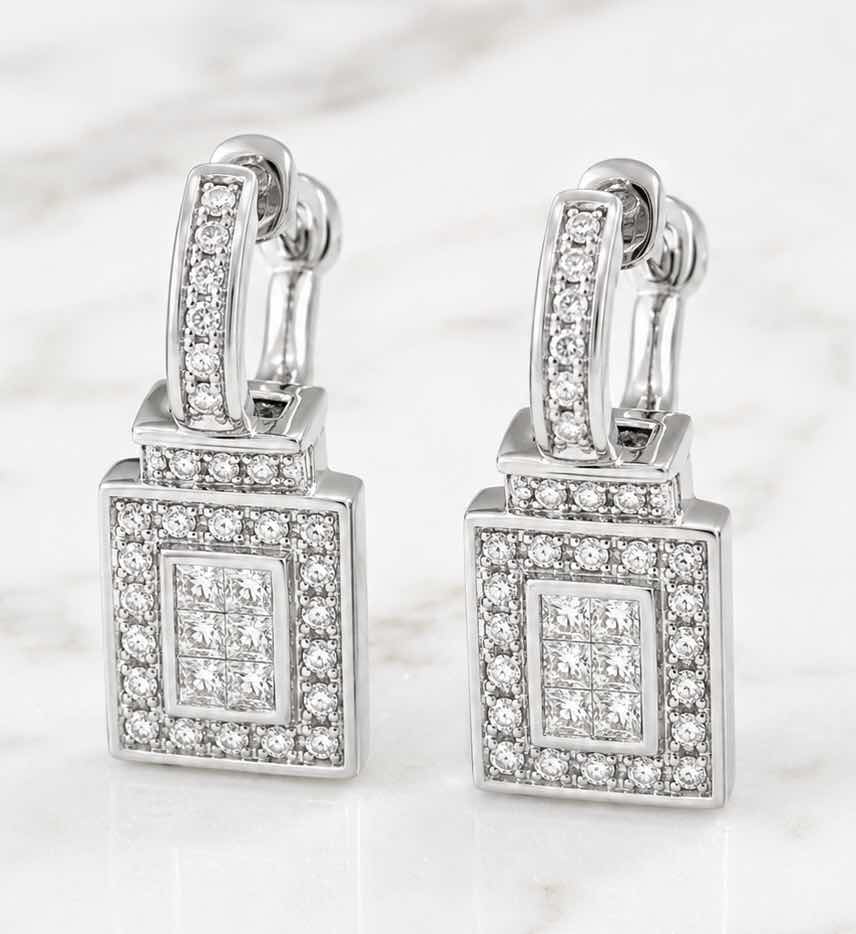 Photo 1 of 14K WHITE GOLD 1CTW DIAMOND EARRINGS 5.18G W APPRAISAL #2004