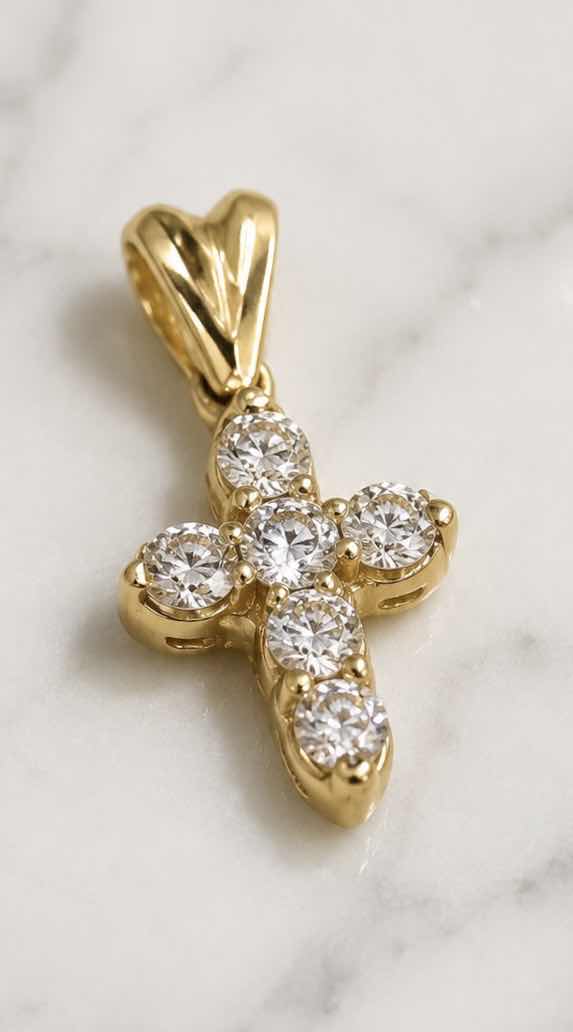 Photo 1 of 14K YELLOW GOLD 0.50 CTW DIAMOND CROSS PENDANT 1.93 G W APPRAISAL #2031