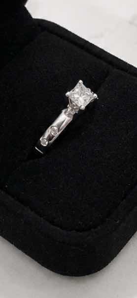 Photo 1 of 14K WHITE GOLD .60CTW PRINCESS CUT DIAMOND RING 3.6 G (EST 6–7) #23 $3300