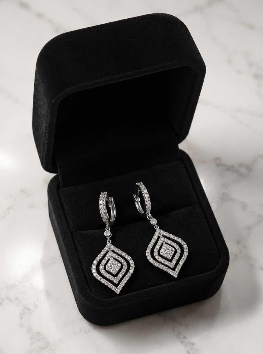 Photo 1 of 14K WHITE GOLD 0.75CTW DIAMOND EARRINGS 5G #10