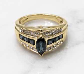 Photo 1 of 10K YELLOW GOLD 1.5 CTW SAPPHIRE & 1 CTW DIAMOND RING 4.7G (EST SIZE 6–7) #7