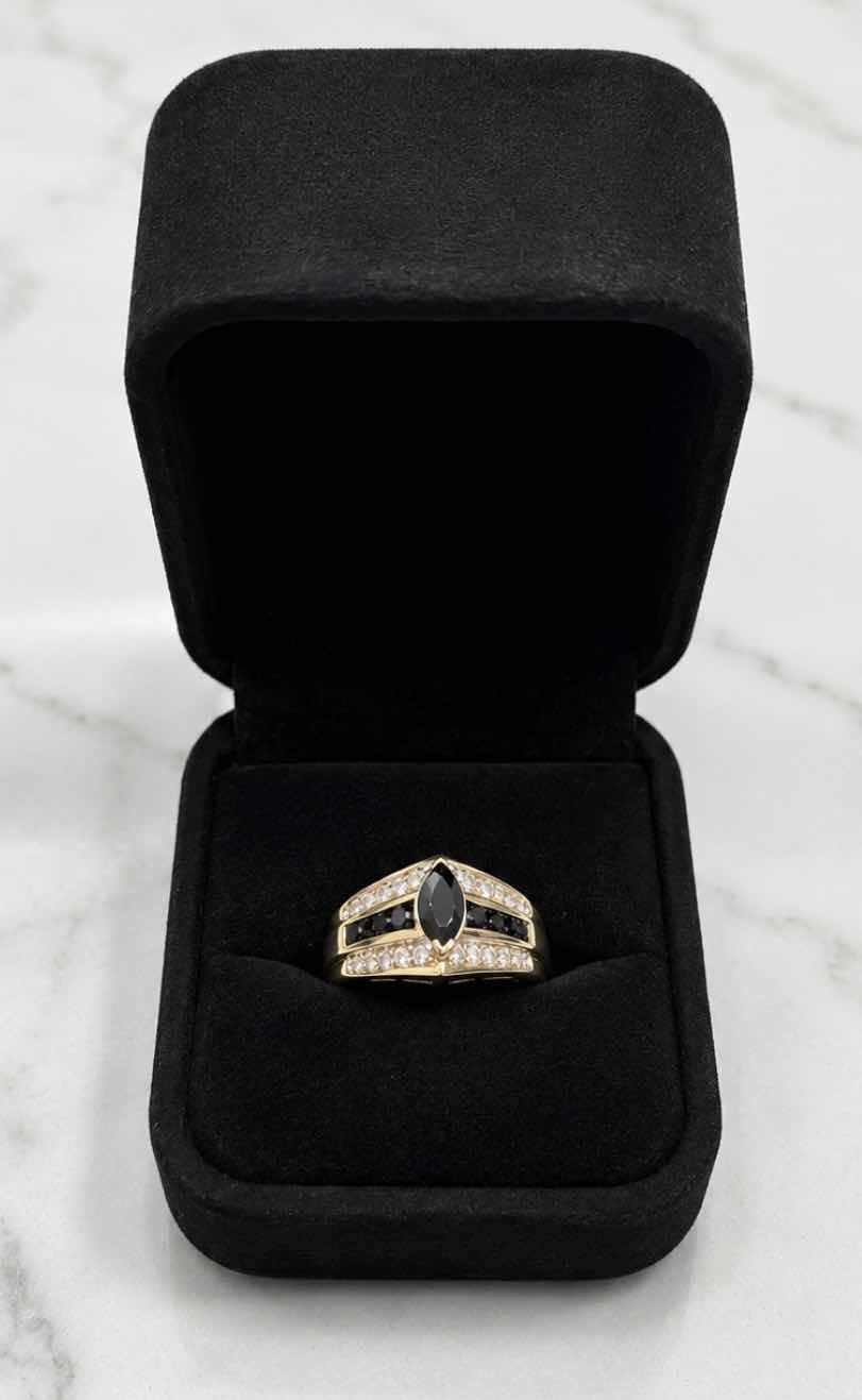 Photo 1 of 10K YELLOW GOLD 1.5 CTW SAPPHIRE & 1 CTW DIAMOND RING 4.7G (EST SIZE 6–7) #7