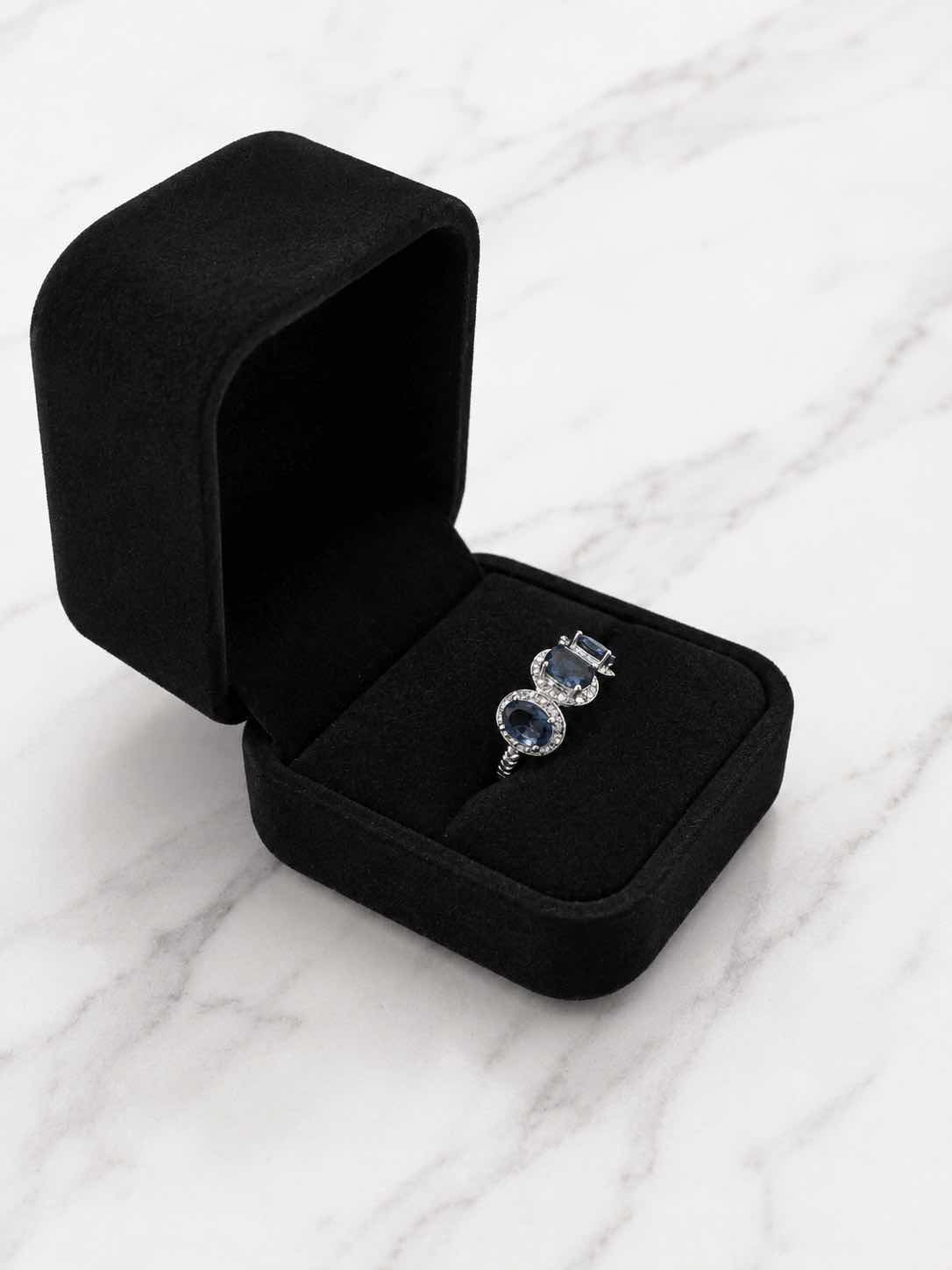 Photo 1 of 10K WHITE GOLD 1.5 CTW SAPPHIRE AND .50 CTW DIAMOND RING 4G (EST SIZE 6-7) #3 $3600