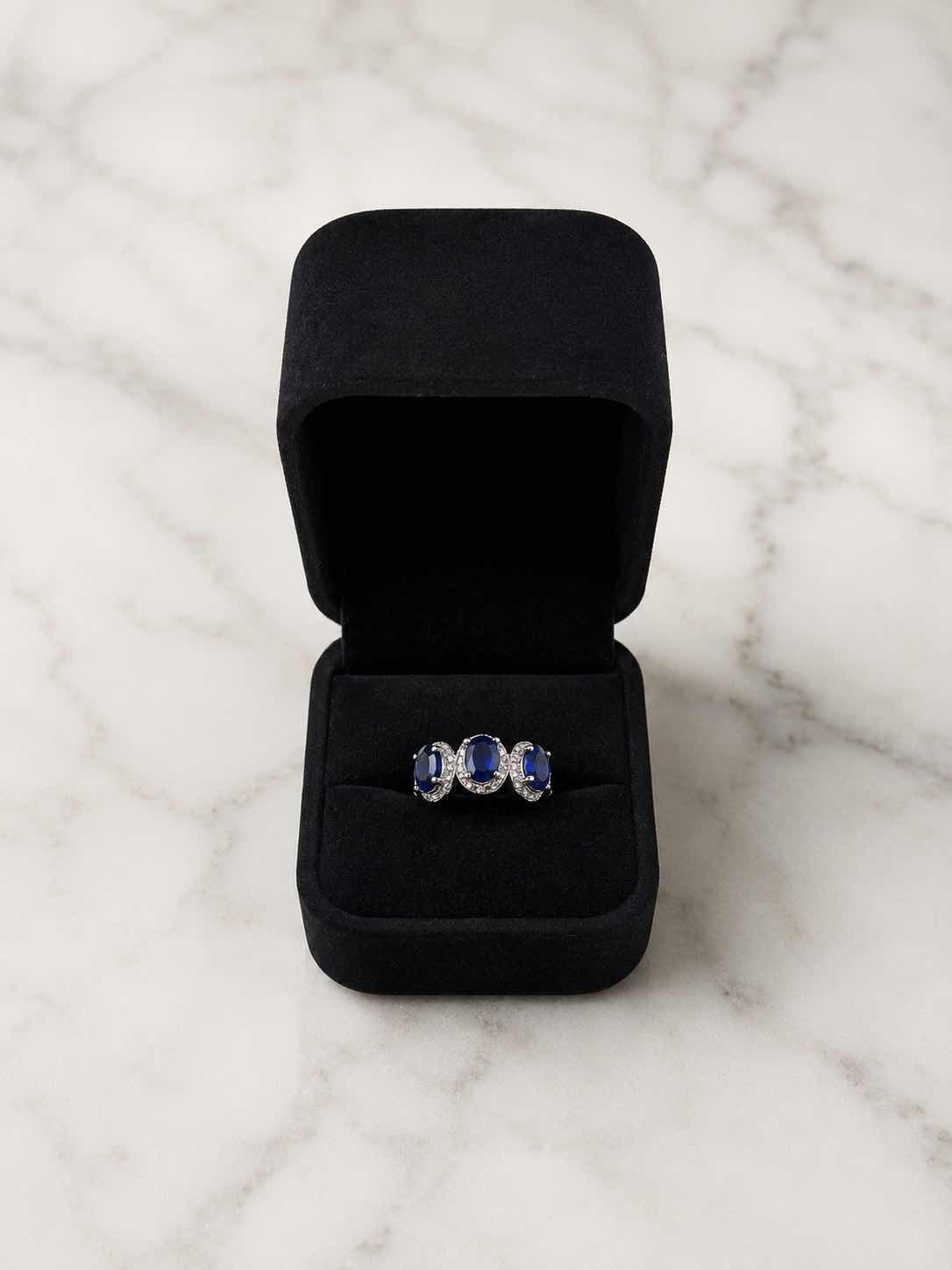 Photo 1 of 10K WHITE GOLD 1.5 CTW SAPPHIRE AND .50 CTW DIAMOND RING 4G (EST SIZE 6-7) #3 $3600