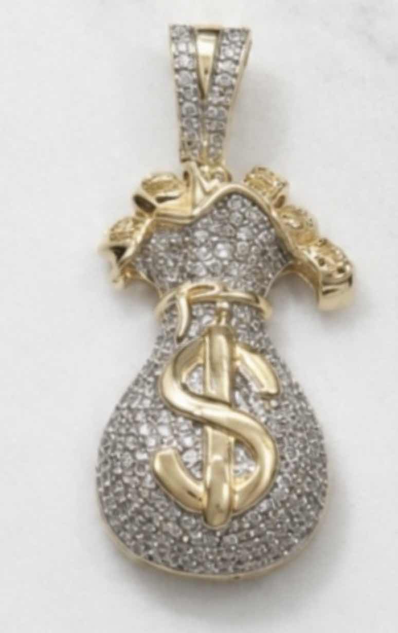 Photo 1 of 10K YELLOW GOLD $ SIGN 0.50 CTW DIAMOND PENDANT 4.5 G #5