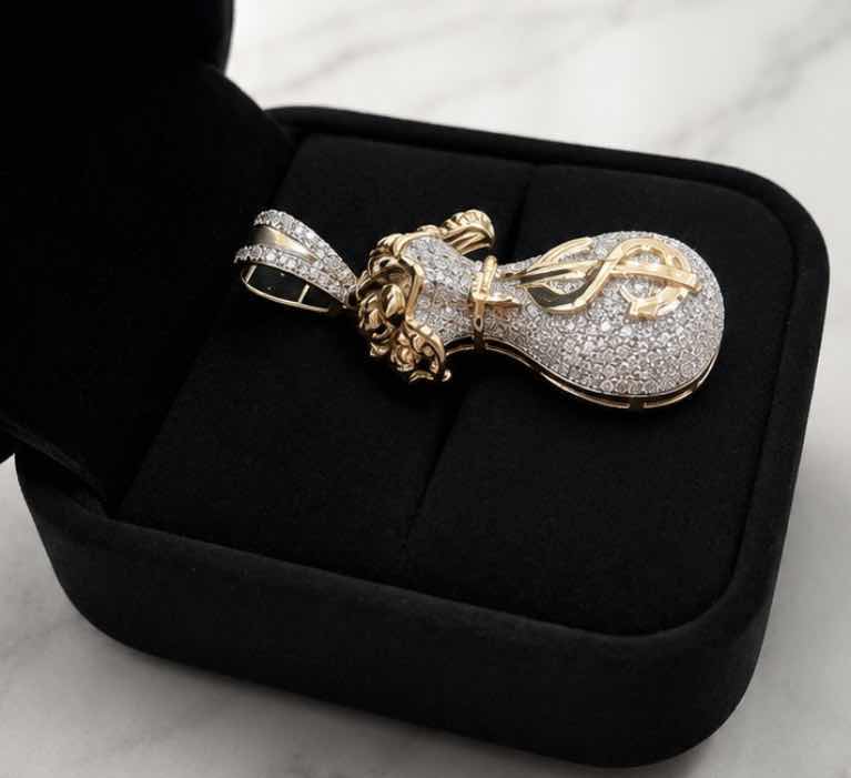 Photo 1 of 10K YELLOW GOLD $ SIGN 0.50 CTW DIAMOND PENDANT 4.5 G #5