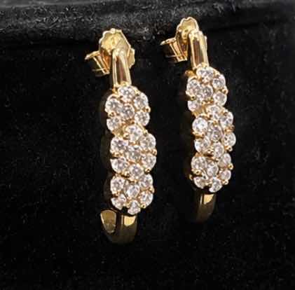 Photo 1 of 14K YELLOW GOLD 1CTW DIAMOND EARRINGS 3.5G #12
