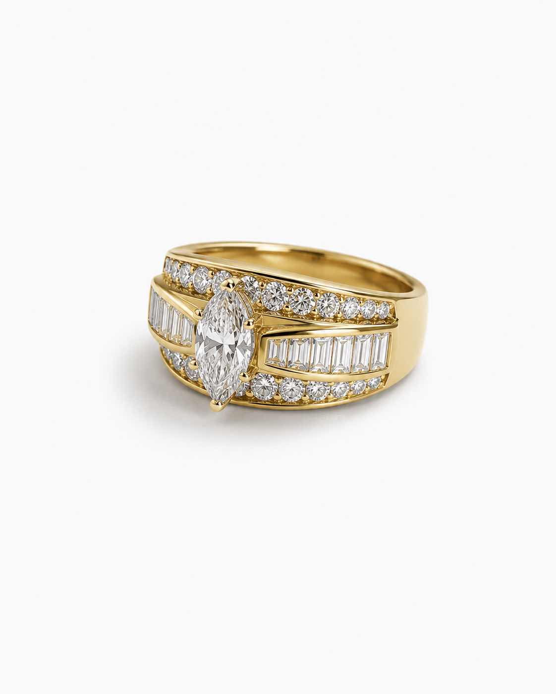 Photo 1 of 14K YELLOW GOLD DIAMOND MARQUEE RING TTL 2CTW DIAMONDS 7G ESTIMATED (SIZE 6–7) #21 $4300