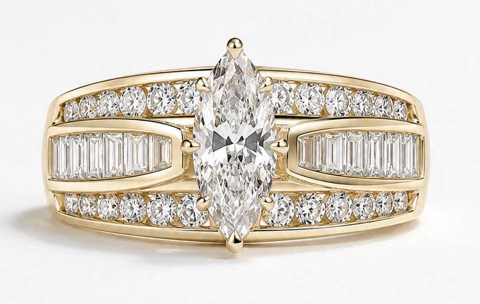 Photo 1 of 14K YELLOW GOLD DIAMOND MARQUEE RING TTL 2CTW DIAMONDS 7G ESTIMATED (SIZE 6–7) #21 $4300