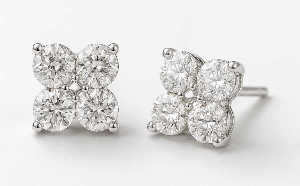 Photo 1 of 14K WHITE GOLD 1CTW DIAMOND STUD EARRINGS 4.7G #27