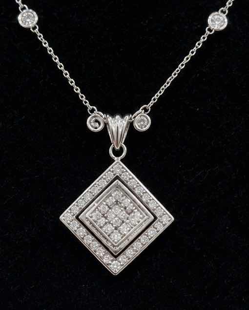Photo 1 of 14K WHITE GOLD 1.5 CTW DIAMOND NECKLACE 6.6 G #15