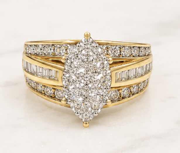 Photo 1 of 14K YELLOW GOLD .60CTW PRINCESS CUT DIAMOND RING TTL DIAMONDS 1.5 CT 6.3G. (EST SIZE 6-7) #22 $4000