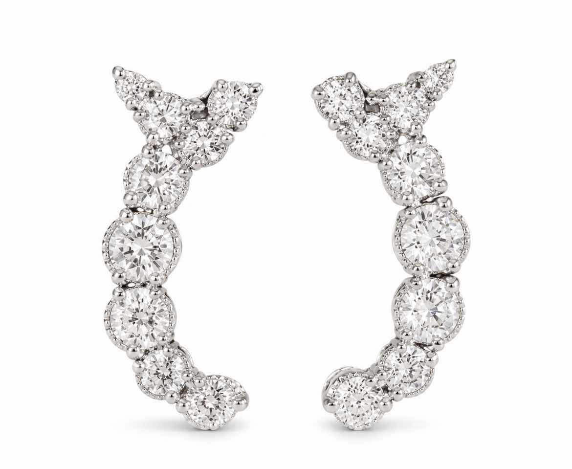 Photo 1 of 14K WHITE GOLD 1CTW DIAMOND EARRINGS 2.47 G W APPRAISAL #2027