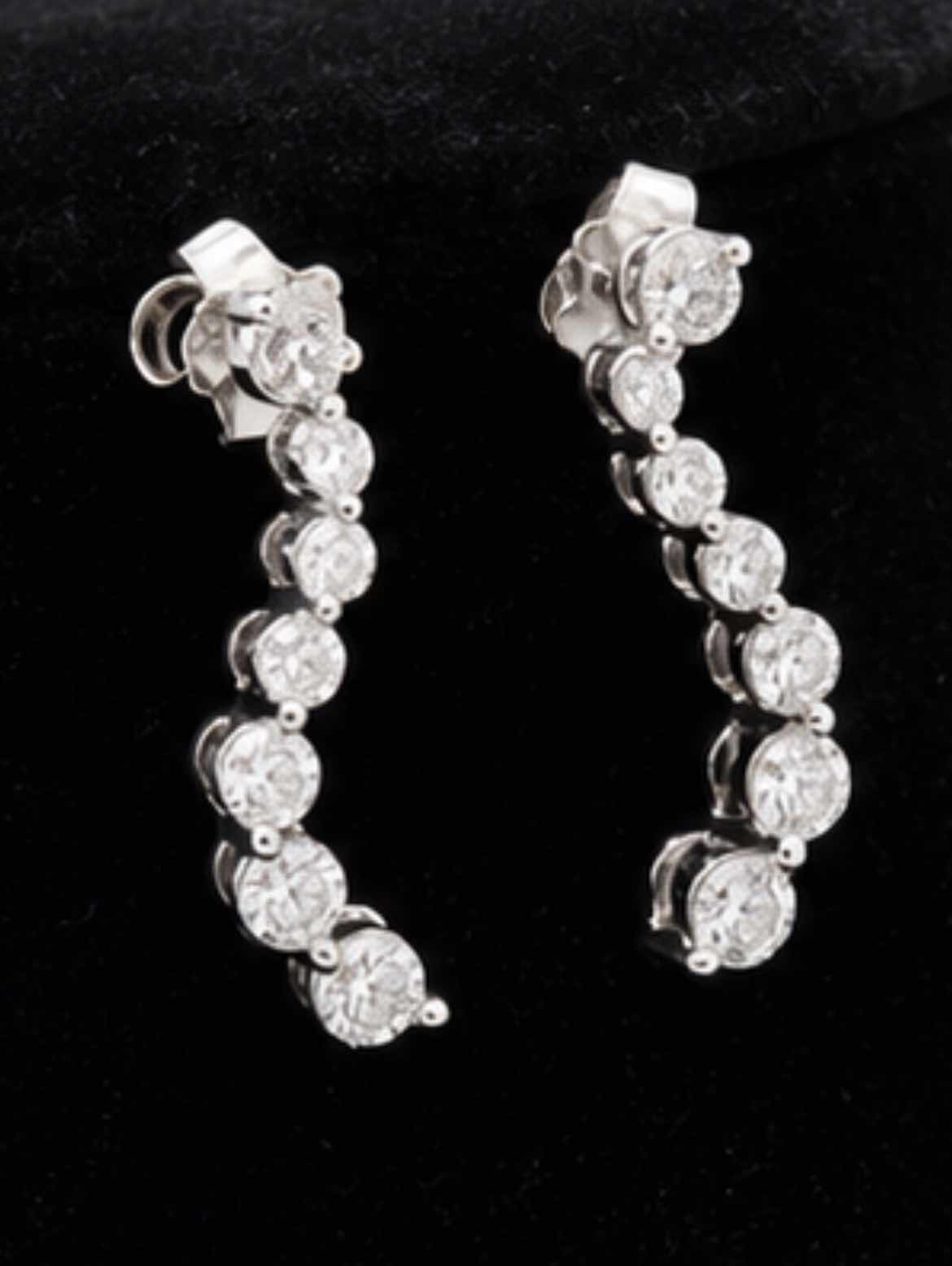 Photo 1 of 14K WHITE GOLD 1CTW DIAMOND EARRINGS 2.47 G W APPRAISAL #2027