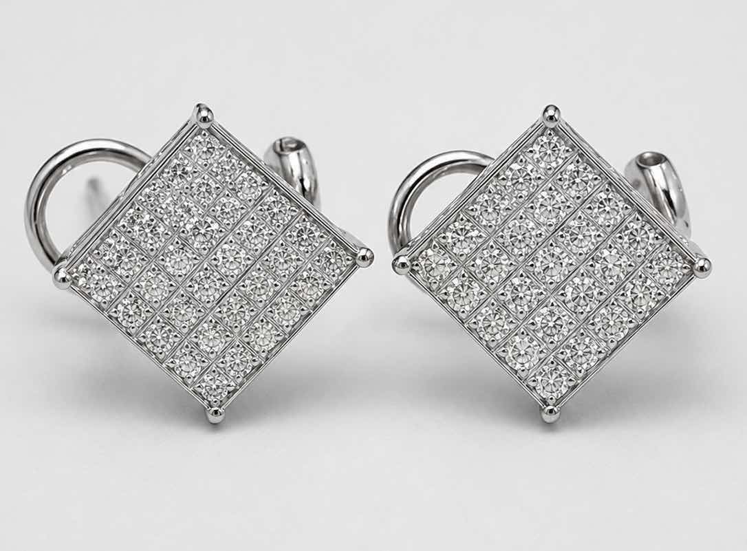 Photo 1 of 18 K WHITE GOLD 2CTW DIAMOND EARRINGS 6.3 G W APPRAISAL #33 $5900