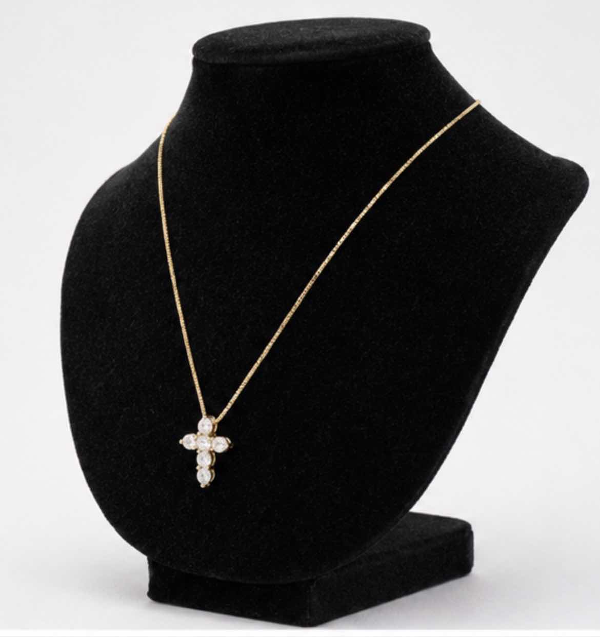 Photo 1 of 14K YELLOW GOLD 1.5 CTW DIAMOND CROSS PENDANT NECKLACE 5G #9