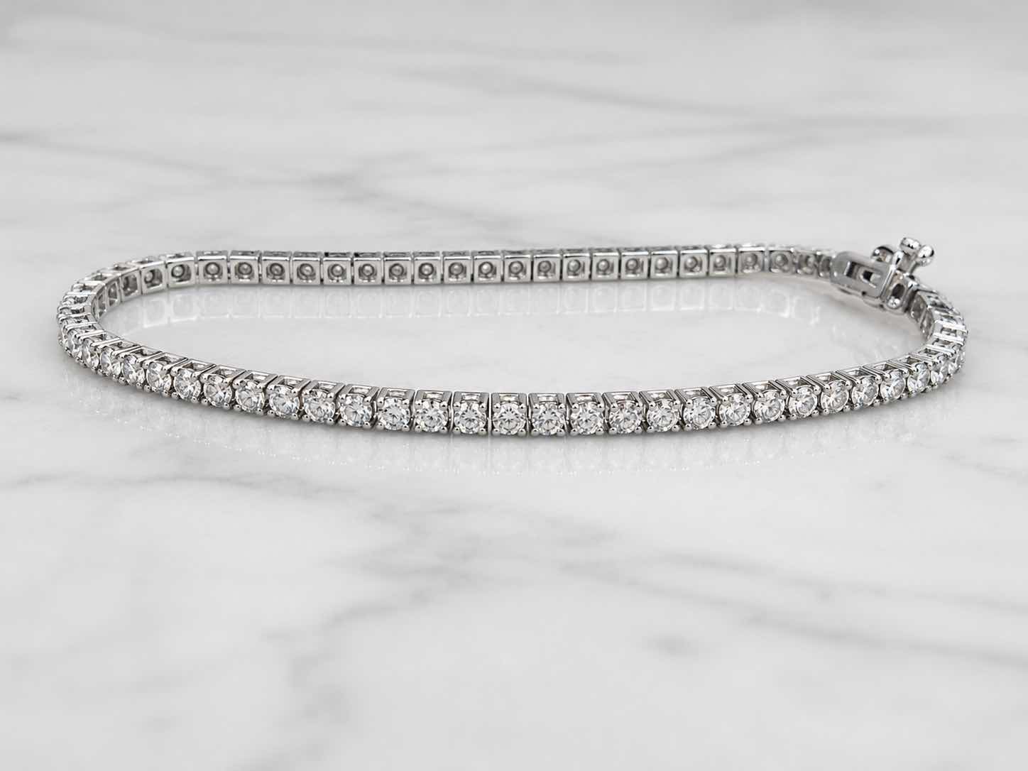 Photo 1 of 14K WHITE GOLD 3.5 CTW DIAMOND TENNIS BRACELET 11.6 G #21
