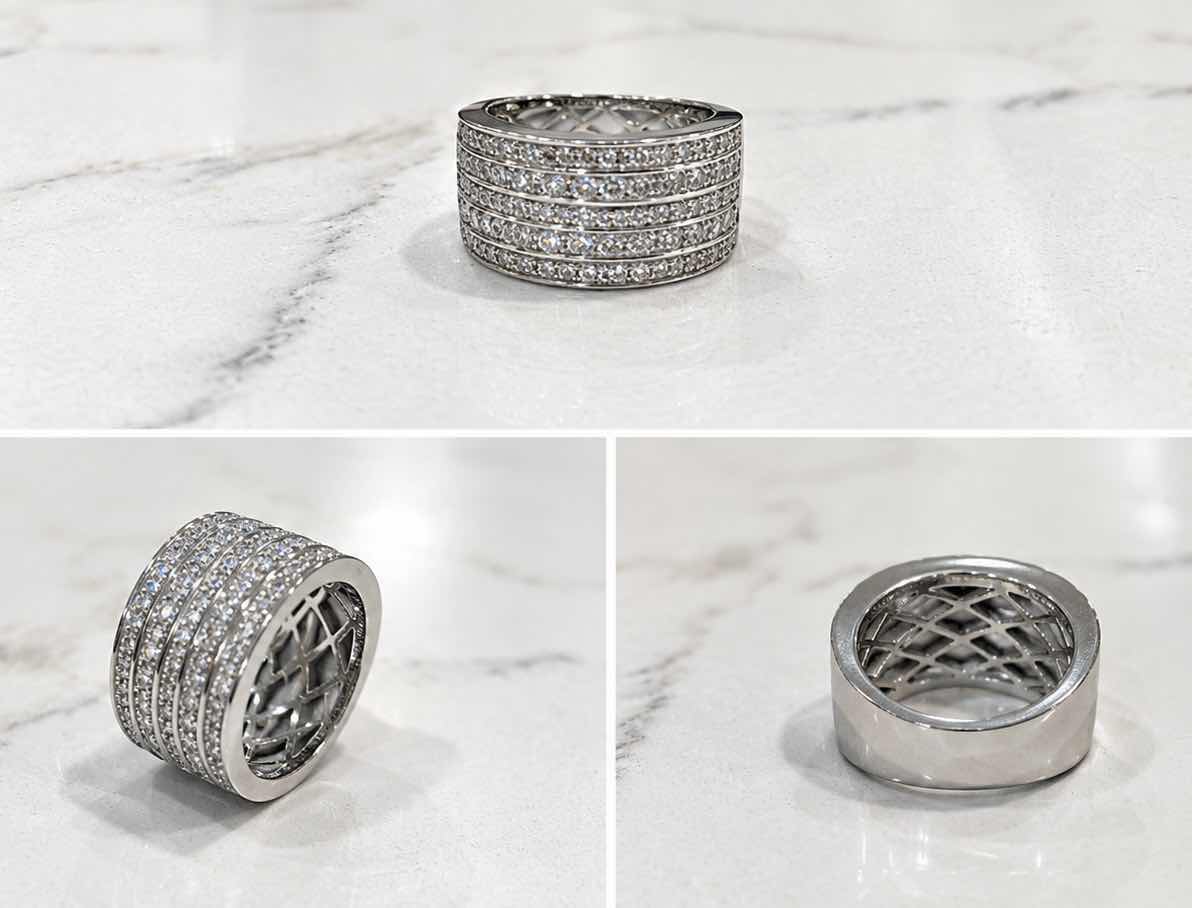 Photo 1 of 18K WHITE GOLD W 1.75 CTW DIAMOND RING 10.68G (EST SIZE 6-7) W APPRAISAL #2003