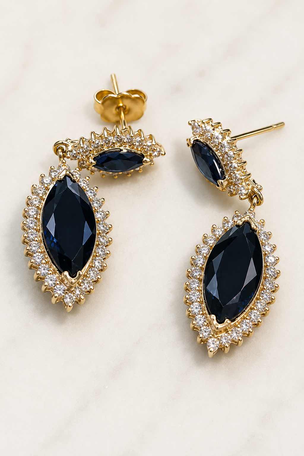 Photo 1 of 14K YELLOW GOLD W 2CTW DIAMONDS AND 8CTW SAPPHIRE, EARRINGS 8G #7