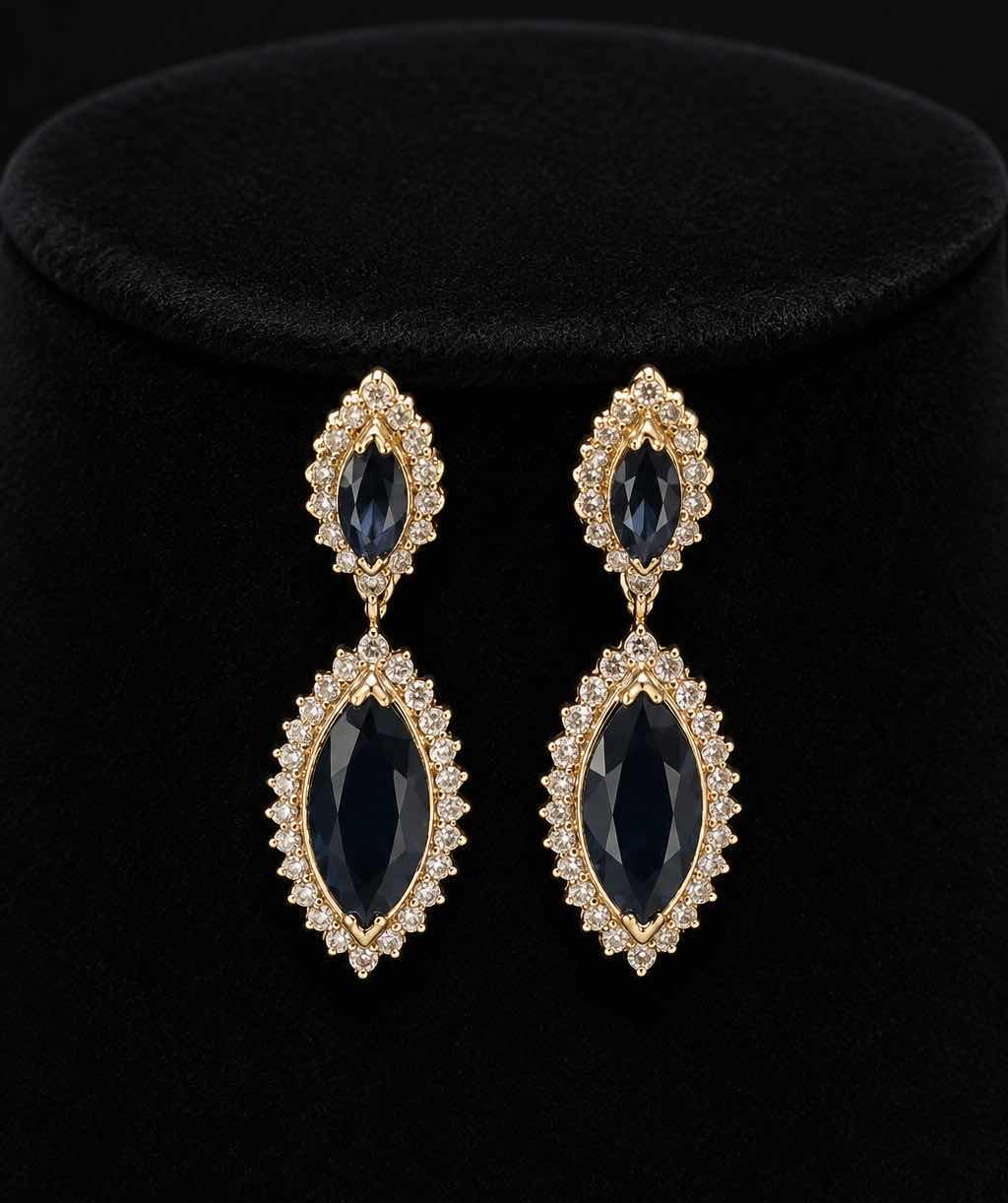 Photo 1 of 14K YELLOW GOLD W 2CTW DIAMONDS AND 8CTW SAPPHIRE, EARRINGS 8G #7