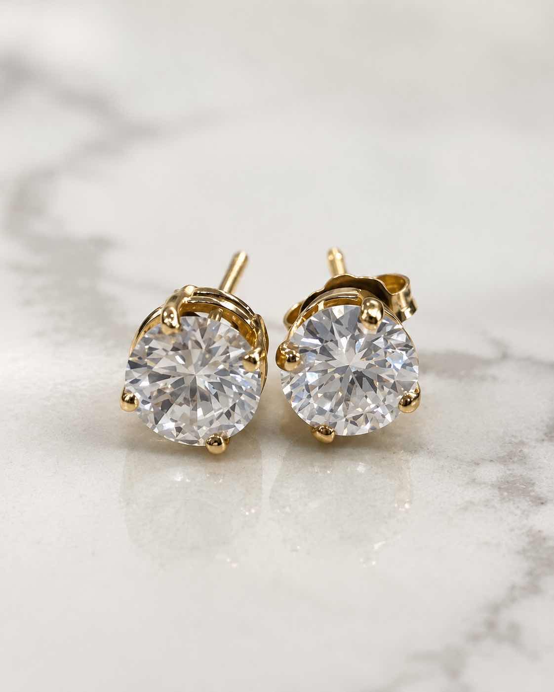 Photo 1 of 14K YELLOW GOLD W1.52CTW DIAMOND STUD EARRINGS W APPRAISAL #2023