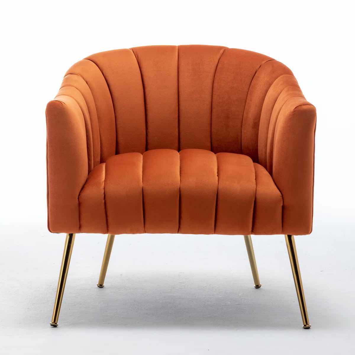 Photo 1 of GLAM PUMPKIN OVERSIZED UPHOLSTERED BARREL CHAIR