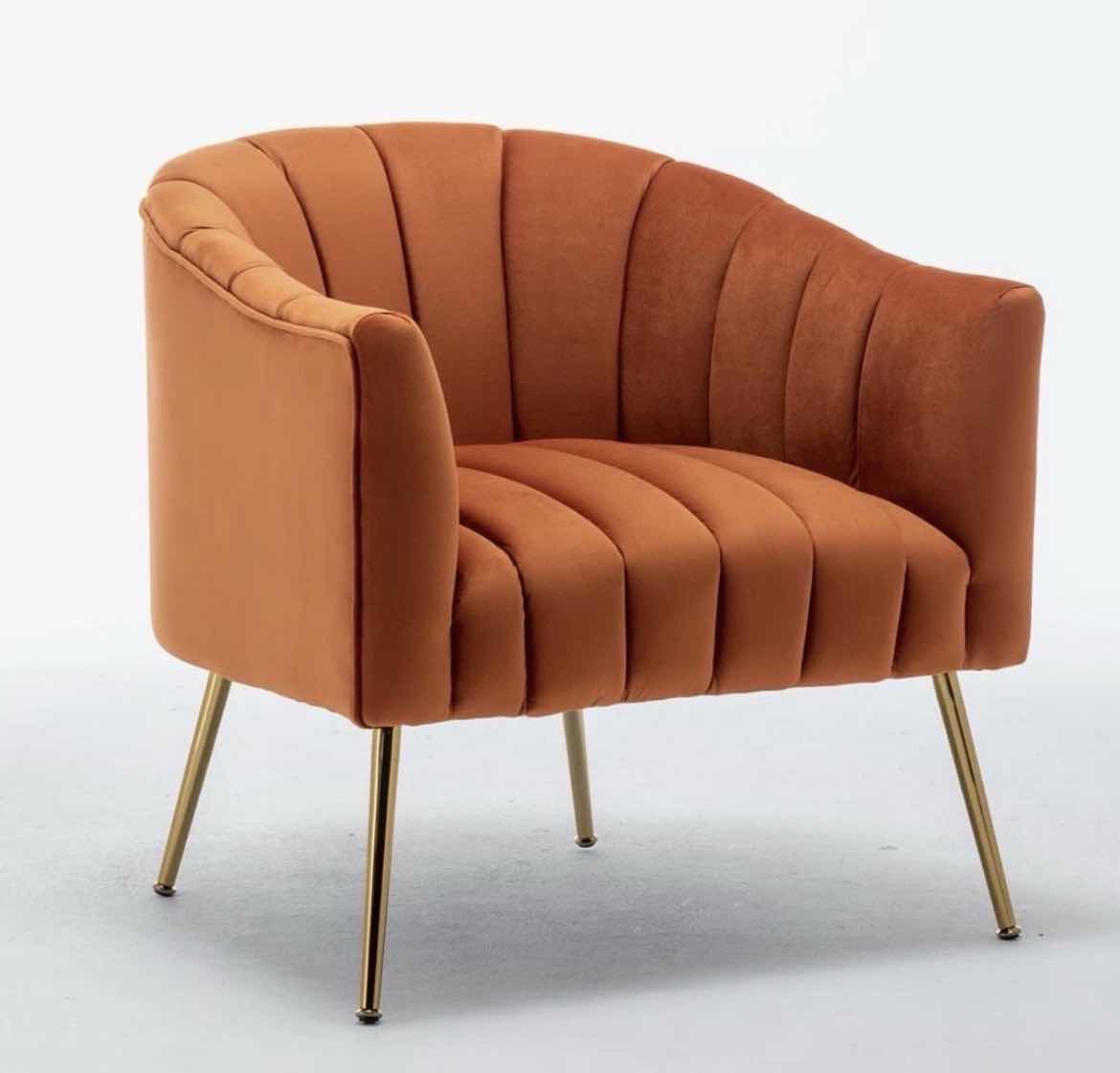 Photo 1 of GLAM PUMPKIN OVERSIZED UPHOLSTERED BARREL CHAIR