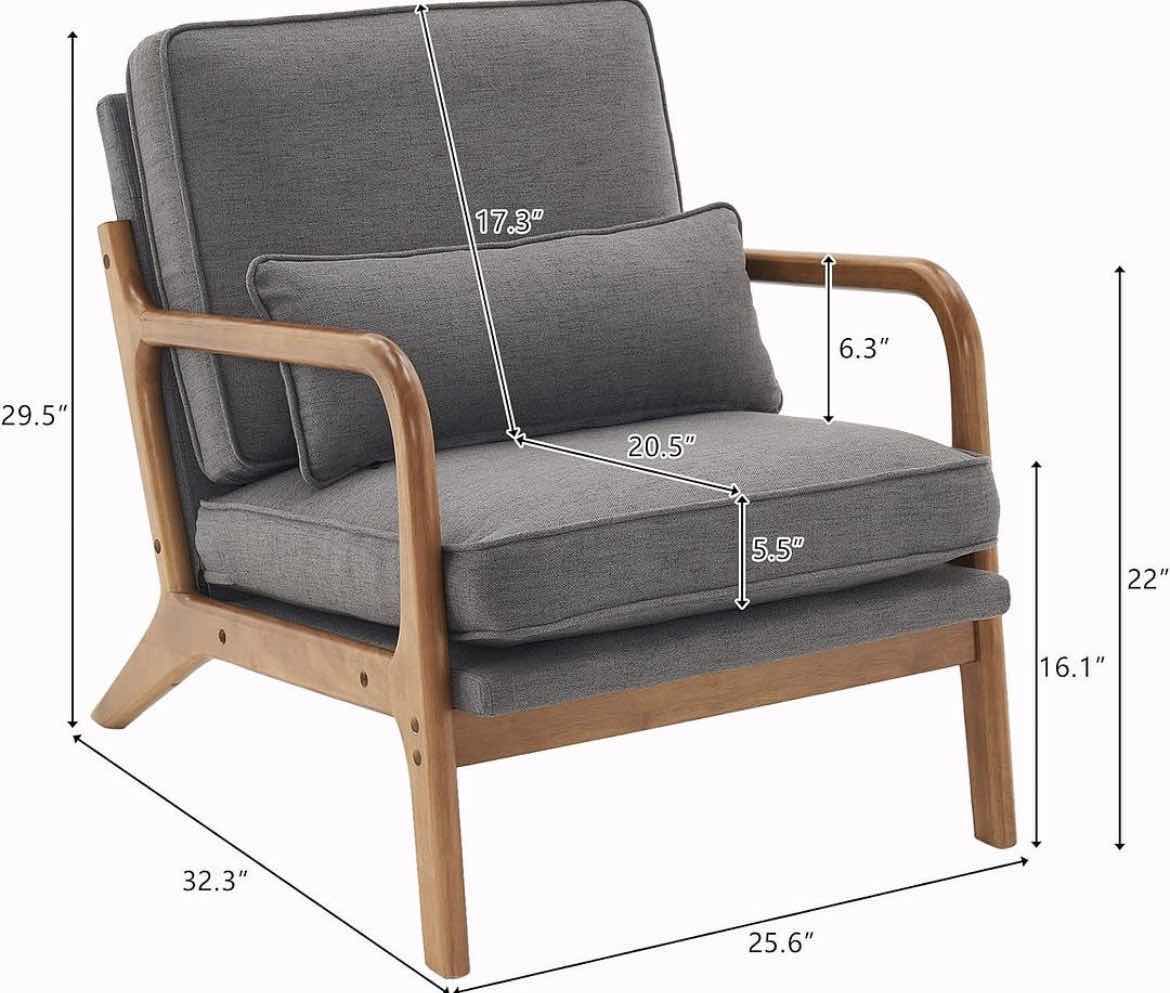 Photo 1 of MODERN GRAY UPHOLSTERED WOOD ACCENT ARMCHAIR