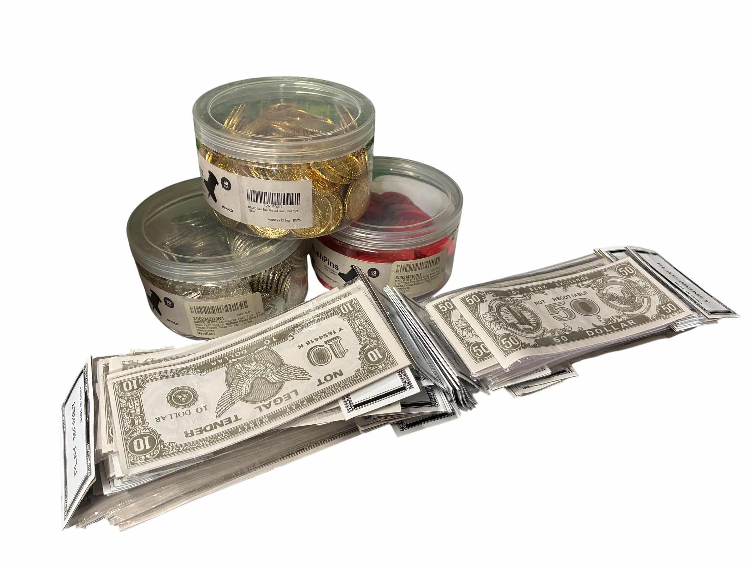 Photo 1 of CASINO PARTY PROP-PLAY MONEY, MULTICOLORED/STYLE DICE, ROULETTE TABLE FELTS
