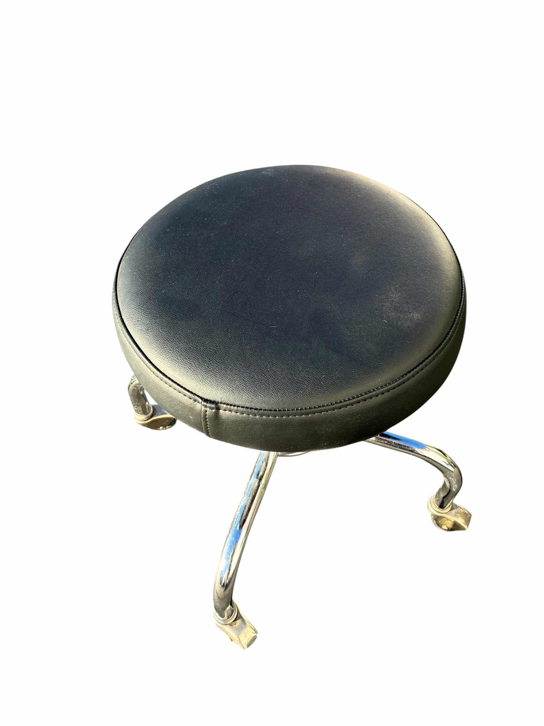 Photo 1 of MEDICAL BLACK LEATHER STAINLESS STEEL ROLLING SWIVEL STOOL