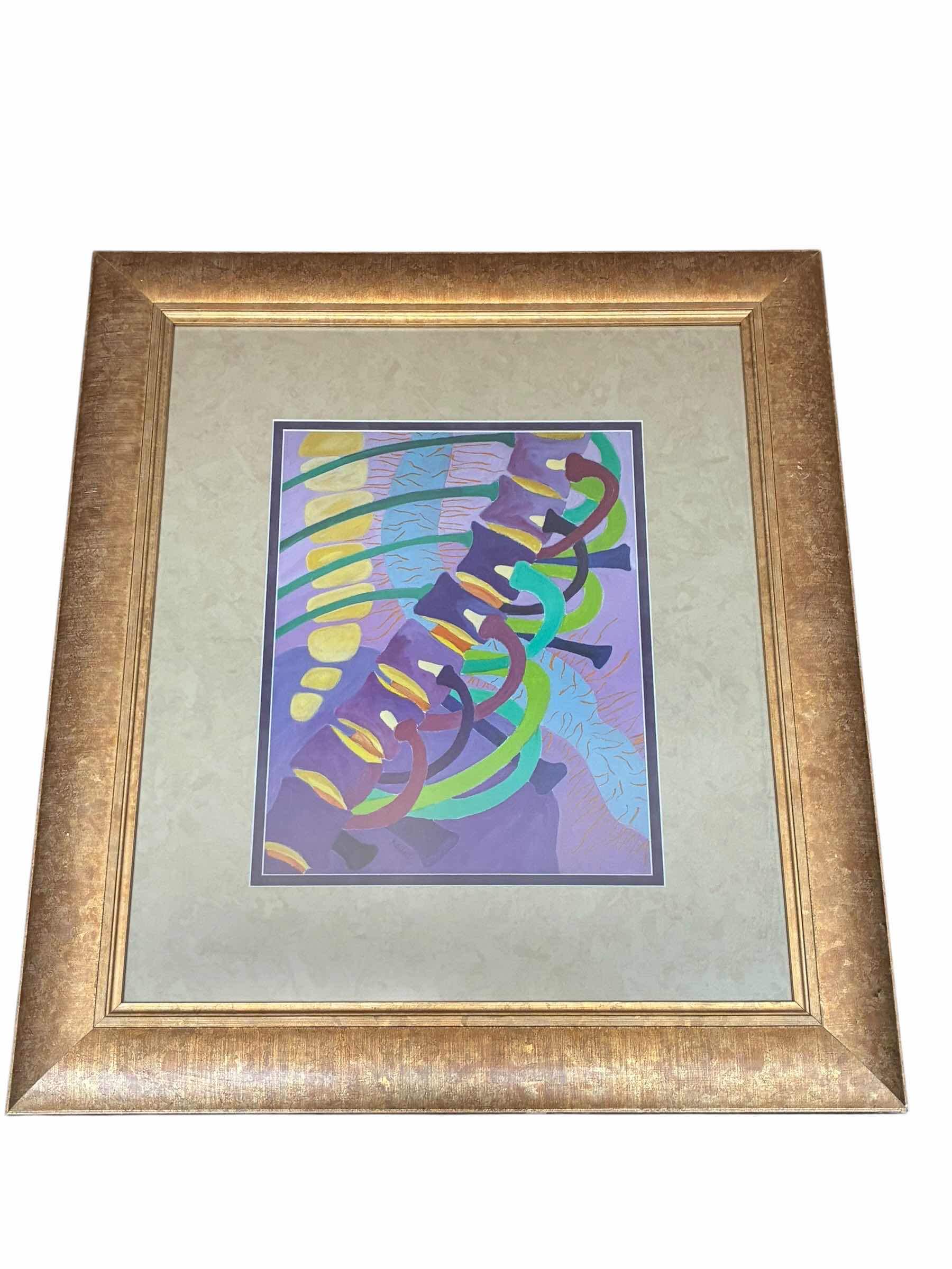 Photo 1 of MULTICOLORED SPINAL X-RAY CLOSE-UP POP ART SIGNED BY DONNA KRIN KORKES FRAMED ARTWORK 27” X 29”