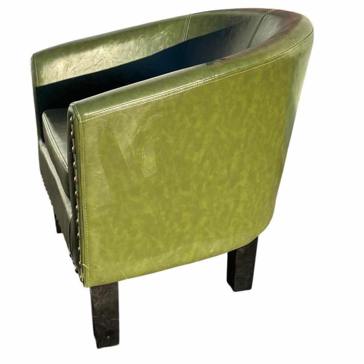 Photo 1 of GREEN LEATHER UPHOLSTERED ARMCHAIR