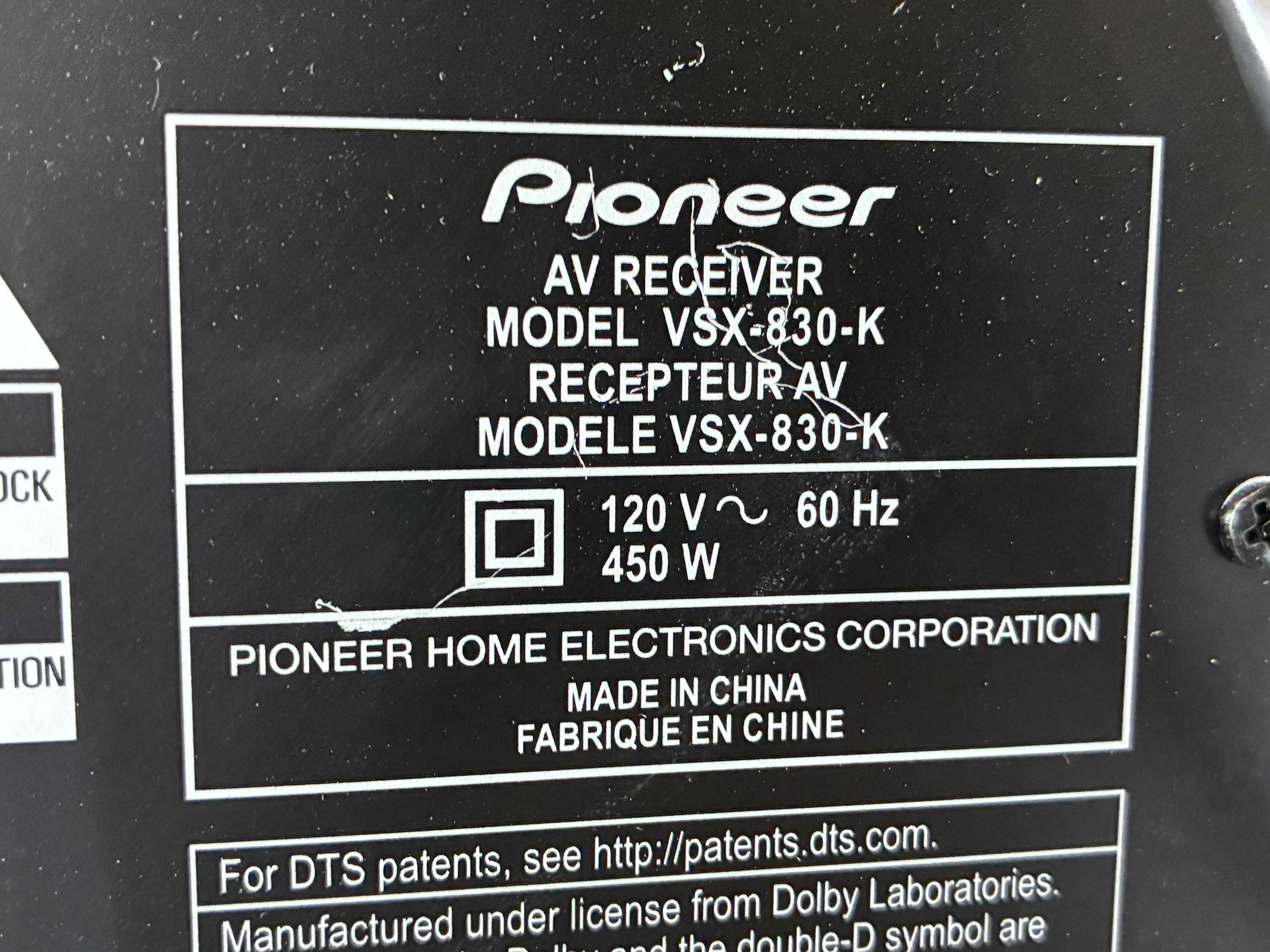 Photo 1 of PIONEER AV RECEIVER VSX830