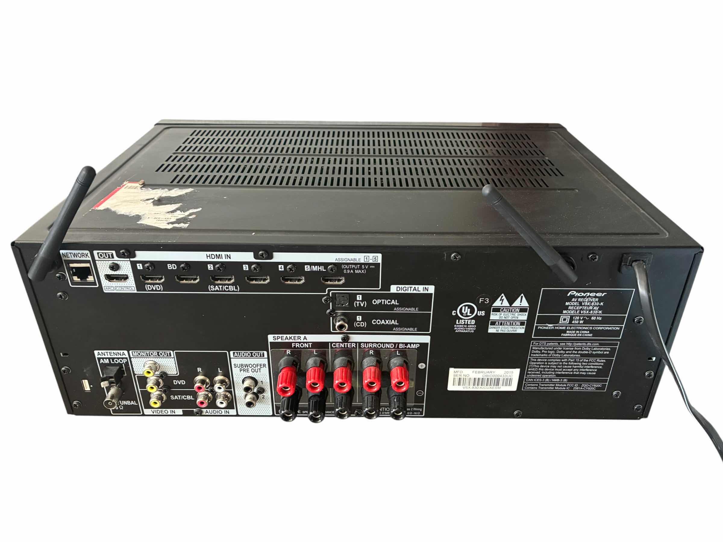 Photo 1 of PIONEER AV RECEIVER VSX830