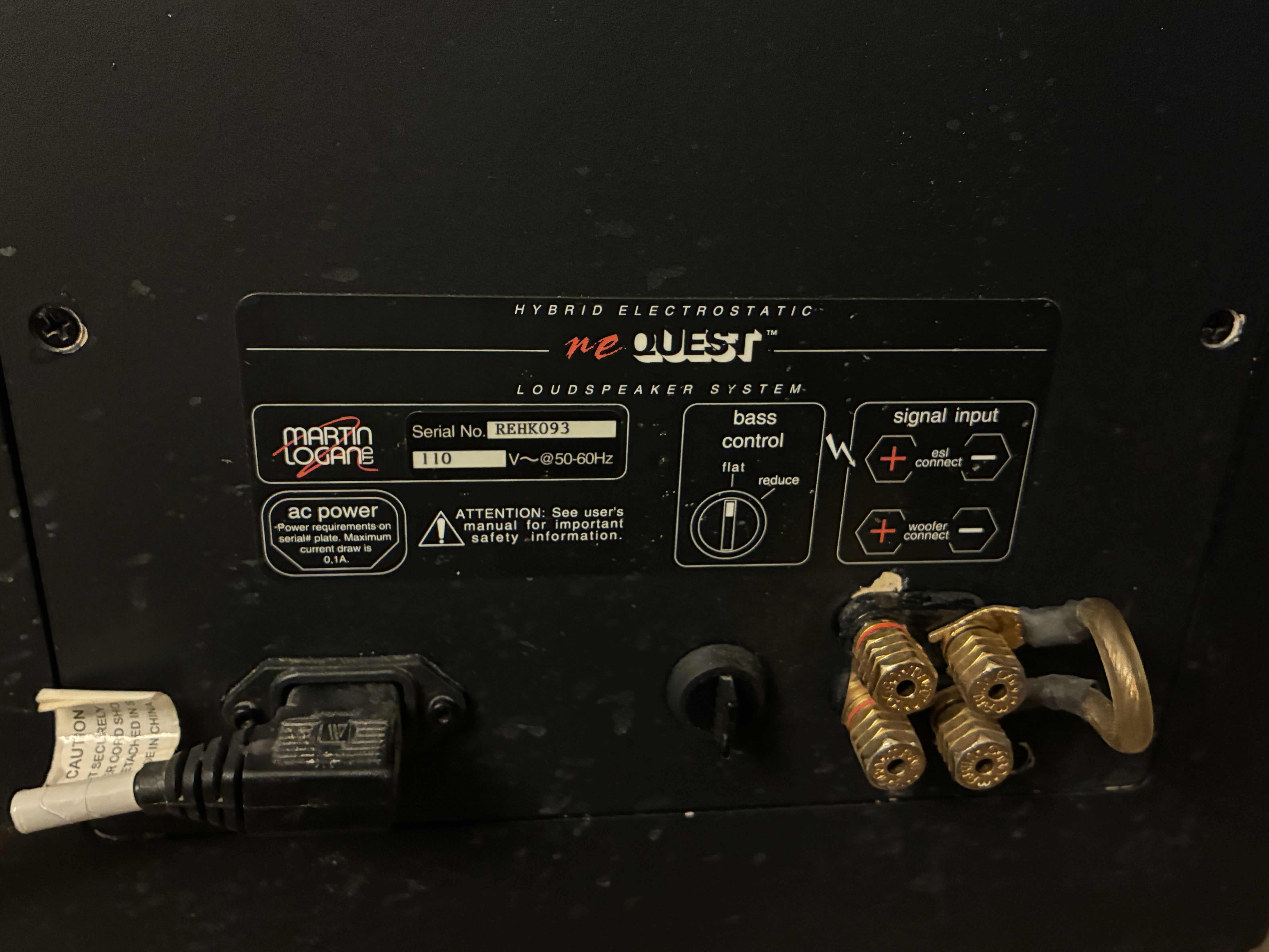 Photo 1 of ELECTROSTATIC NE QUEST
LOUDSPEAKER SYSTEM
