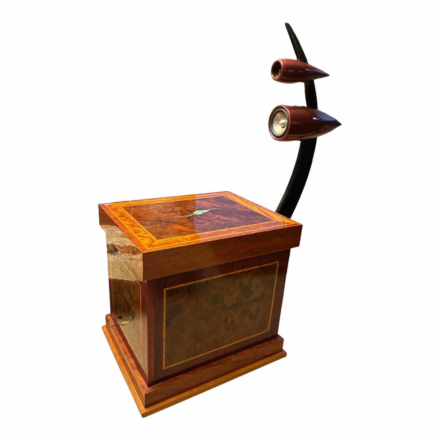 Photo 1 of DUNHILL STYLE MULTITONE WALNUT BURL W RETRO DECORATIVE H22” SPEAKER FIN CUSTOM BUILD CABINET 17“ X 21“ H22.5“