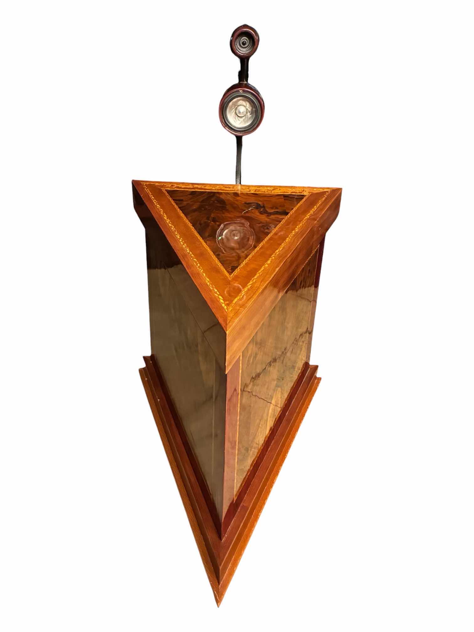 Photo 1 of DUNHILL STYLE MULTITONE WALNUT BURL W RETRO DECORATIVE H18” SPEAKER FIN CUSTOM BUILD TRIANGLE CABINET 21“ X 34“ H26“